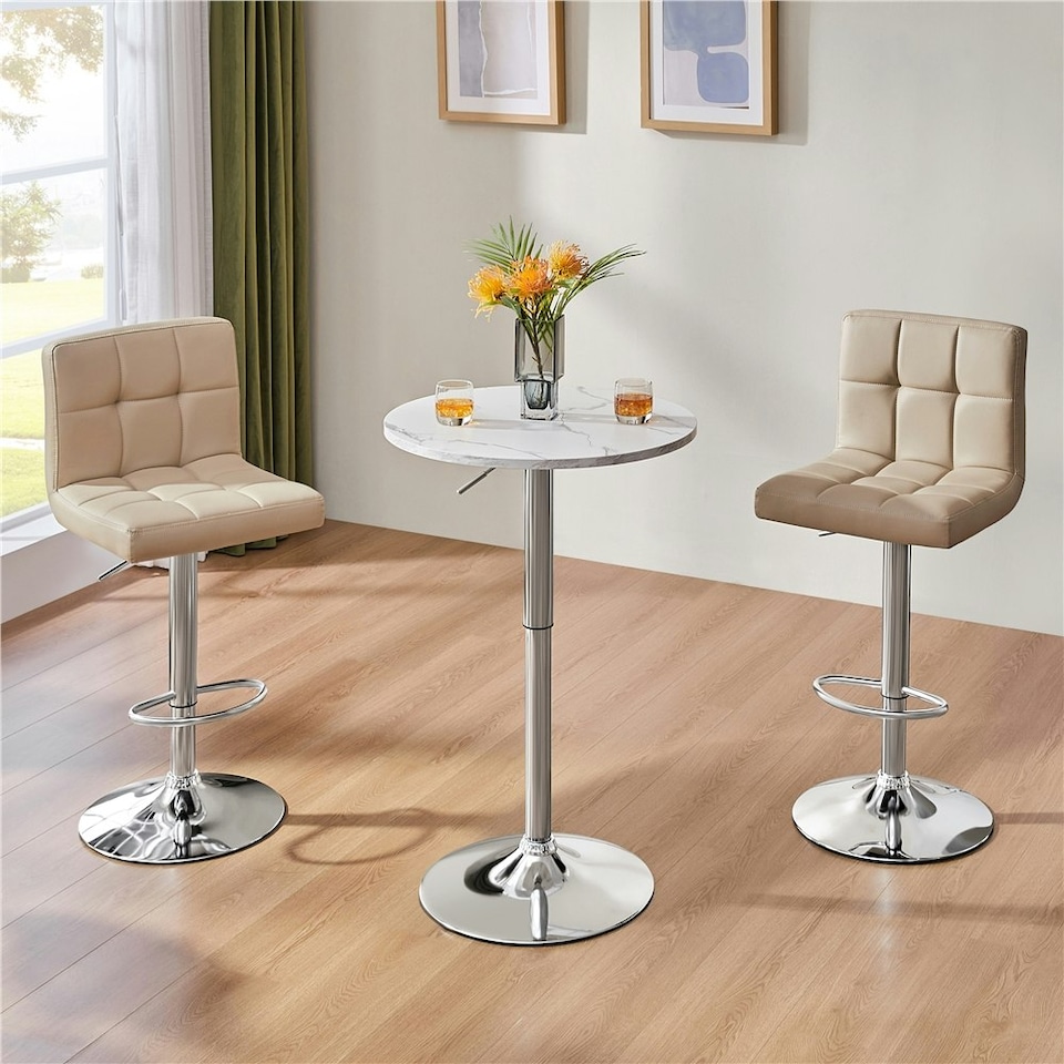 image 1 of Yaheetech Adjustable Pub Round Table