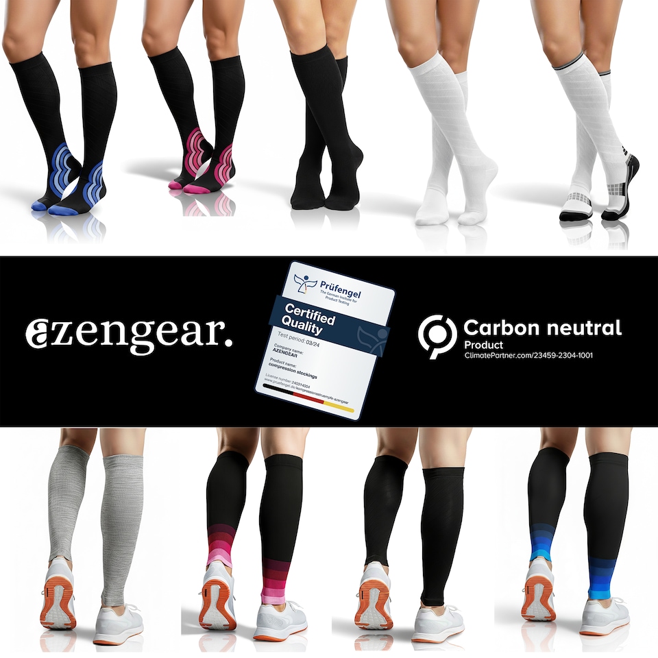 image 1 of aZengear Compression Socks for Women and Men - Seamless Toe, Padded Heel and Sole