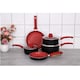image 9 of Gr8 Home Red Aluminium 8 Pc Marble Ceramic Non Stick Induction Frying Pan Saucepan Set