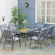 image 2 of Outsunny 7 PCs Garden Dining Set, Glass Table with Umbrella Hole