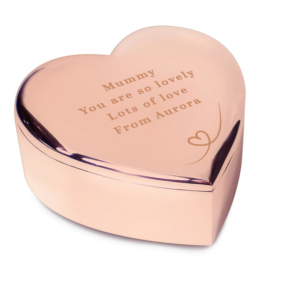 image 1 of Personalised Rose Gold Heart Trinket Box