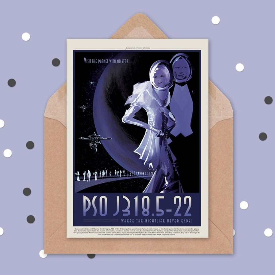 image 1 of Pso J318_5-22 Nightlife Never Ends Space NASA Card