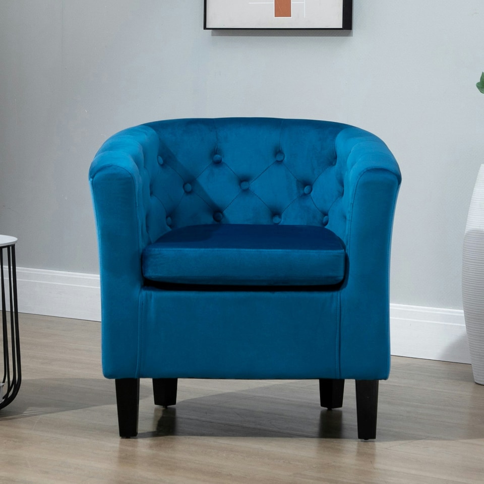 image 1 of Clio Studded Velvet Tub Chair - Blue