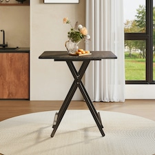 Living and Home Square Folding Wooden Dining Table, Black, 70x70cm