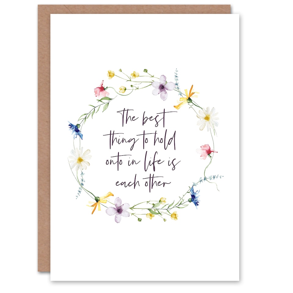 image 1 of Wedding Card Marriage Poem Best Thing Hepburn Quote Floral