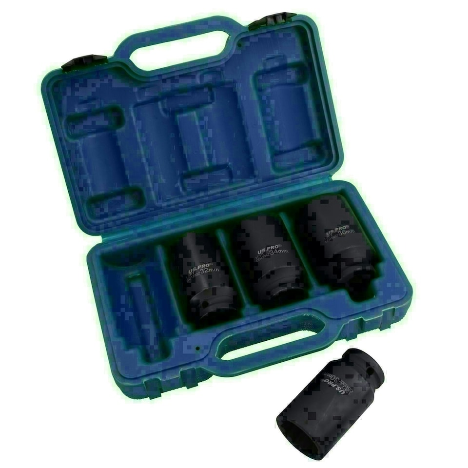 image 1 of 1/2in drive Deep Impact Hub Nut Socket 30mm 32mm 34mm 36mm 12 Point 4pc