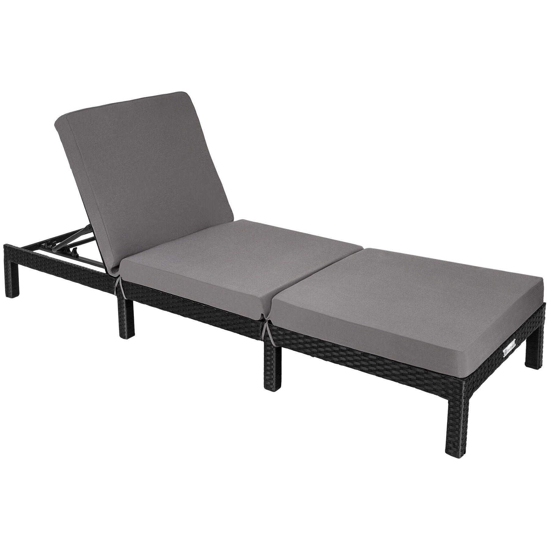 Sun Lounger Sofia with 6-step Adjustable Backrest, Thick Padding and UV-resistant Polyrattan | Black | black | 1