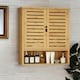 image 2 of Wooden Bathroom Wall Storage Cabinet Organiser Natural Brown Brown