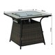 image 5 of Outsunny Rattan Fire Pit Square Patio Heater with Fire Control Panel