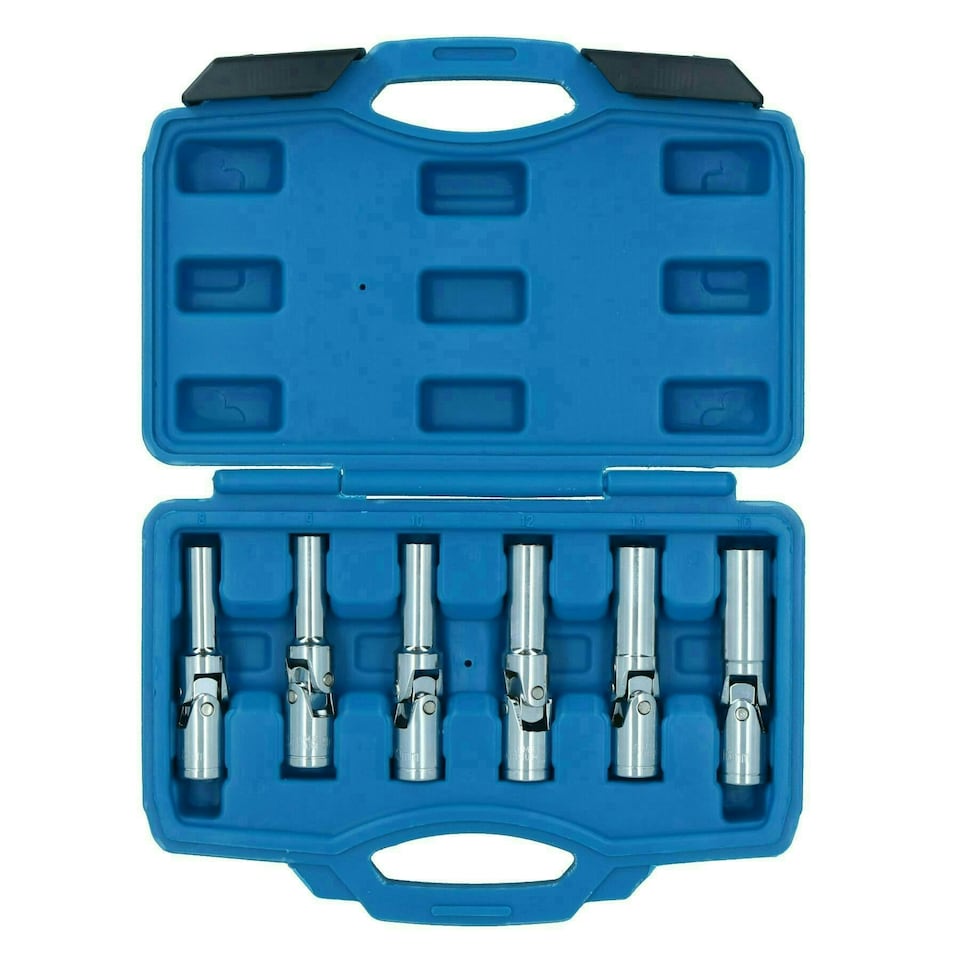 image 1 of Extra Long Diesel Glow Plug Socket Set Universal Joint 8-16mm Removal 3/8" Dr