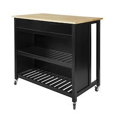 SoBuy FKW74-SCH,Kitchen Storage Trolley with 2 Drawers & 2 Shelves | Black | Black