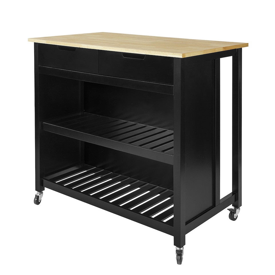 image 1 of SoBuy FKW74-SCH,Kitchen Storage Trolley with 2 Drawers & 2 Shelves | Black | Black