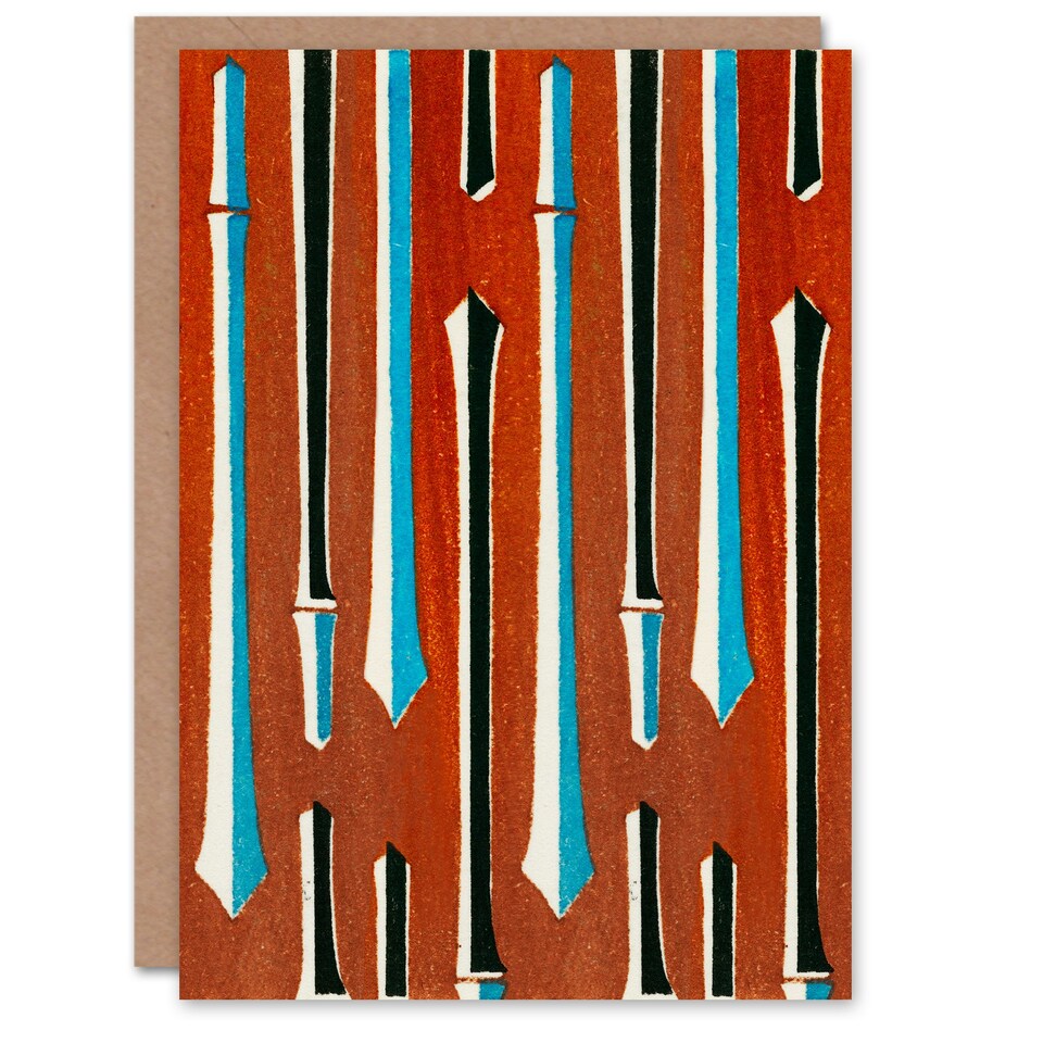 image 1 of Furuya Korin Art Card Vintage Japanese Bamboo Pattern
