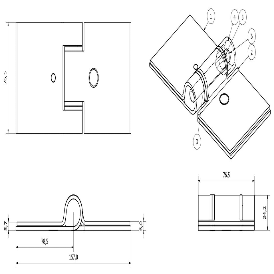image 1 of Large Steel Butt Hinge Extra Heavy Duty Industrial Quality 76x157mm Silver
