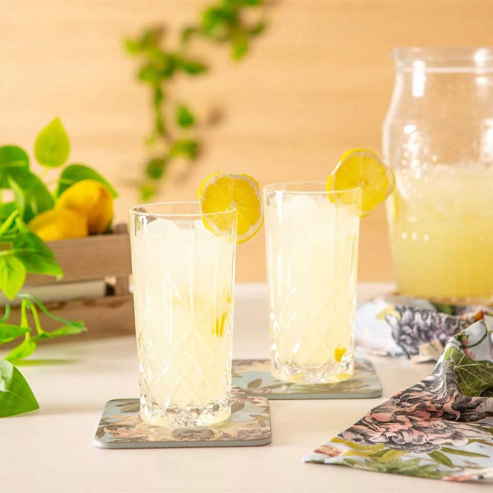 image 1 of RCR Crystal Orchestra Cut Glass Highball Cocktail Glasses Tumblers Set - 396ml - Pack of 6 Clear