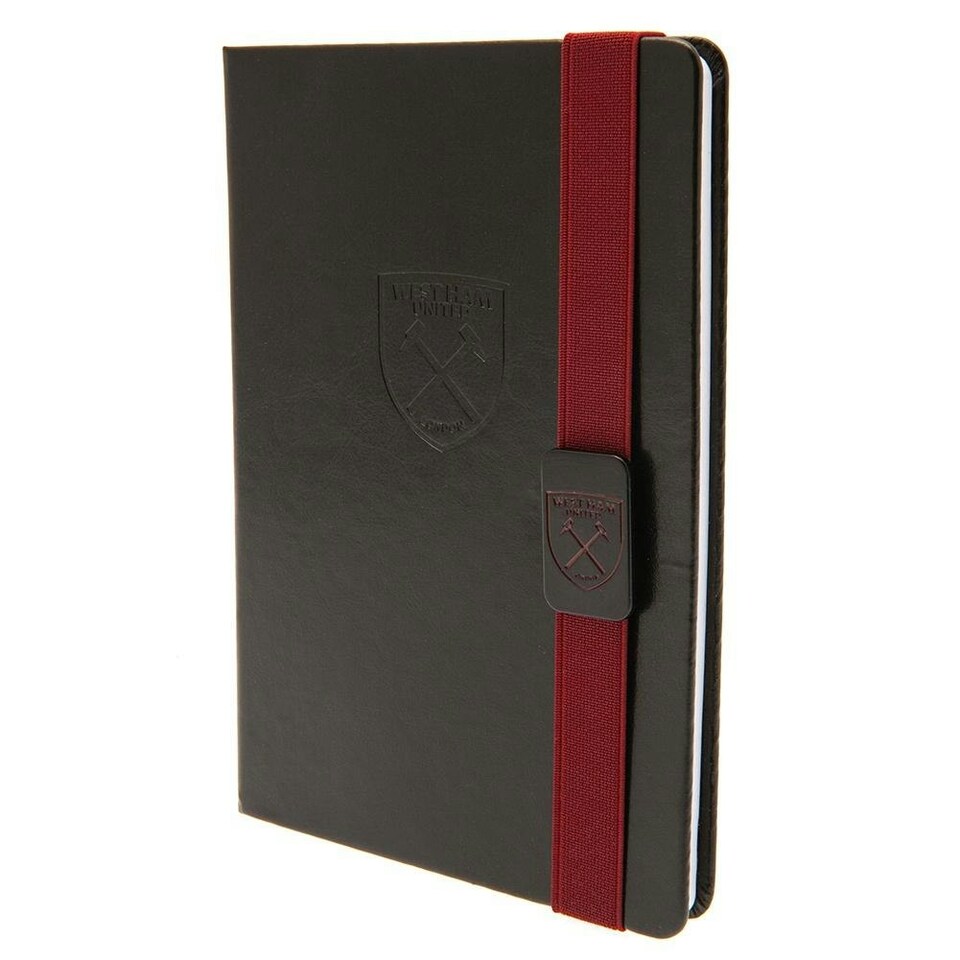 image 1 of West Ham United FC Premium Banded Faux Leather Notebook - Maroon/Black - One Size