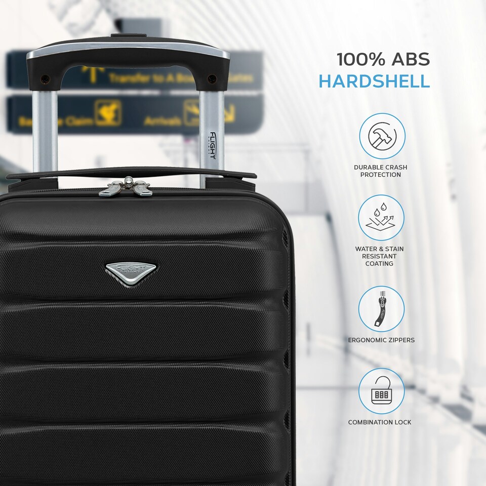 image 1 of 40x20x25cm Ryanair Free Carry-On Maximum Size Cabin Suitcase - Lightweight 4 Wheel ABS Hard Case - Cabin Carry On Hand Luggage Suitcase 100+ Airline Approved Cream | Cream | Cabin Bag