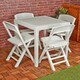 image 3 of White Plastic Garden Table with Chair | White | 5