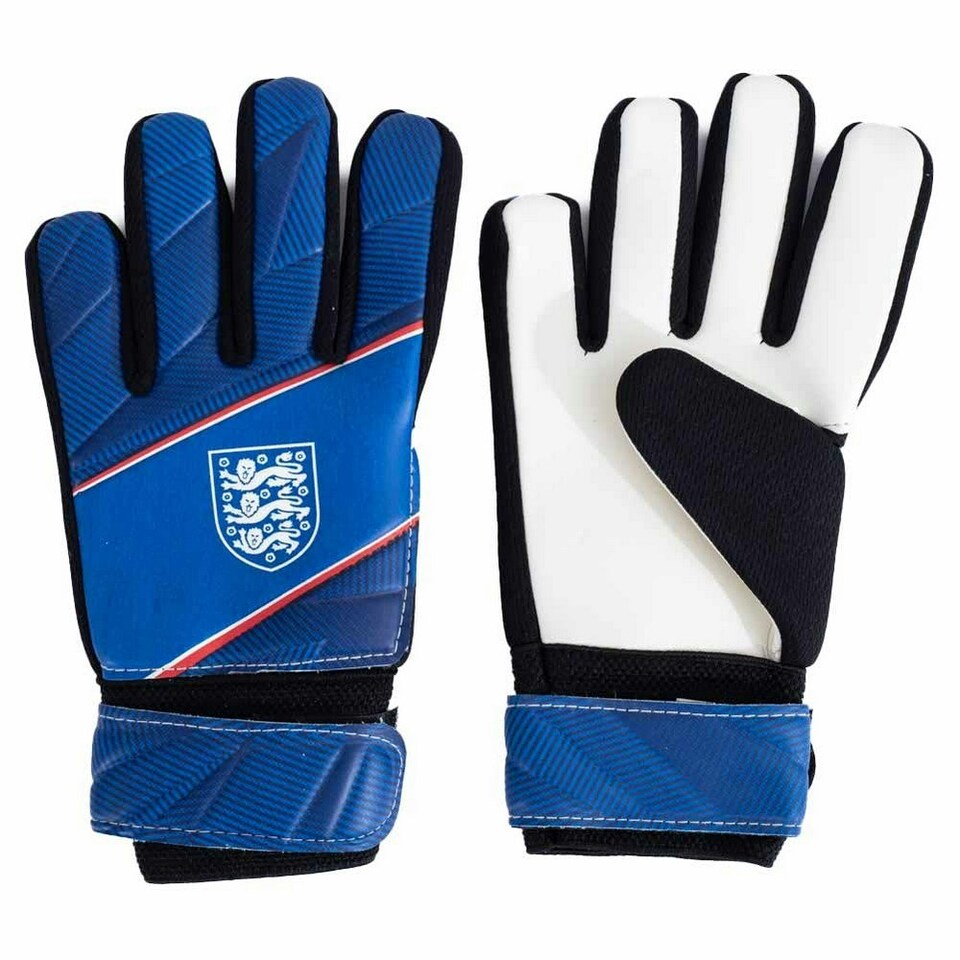 image 1 of England FA Childrens/Kids Fuse Crest Goalkeeper Gloves - Blue/Black/Red - One Size Blue | One Size