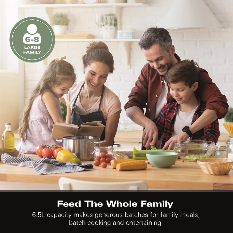 image 1 of Hamilton Beach Slow Cooker, 6.5 Litres, Family Favourite, 240W, Energy-Efficient, Removable Oven-Safe Ceramic Bowl, 3 Heat Settings, Serves 6-8 People, Easy Clean, Black - HBSC070B