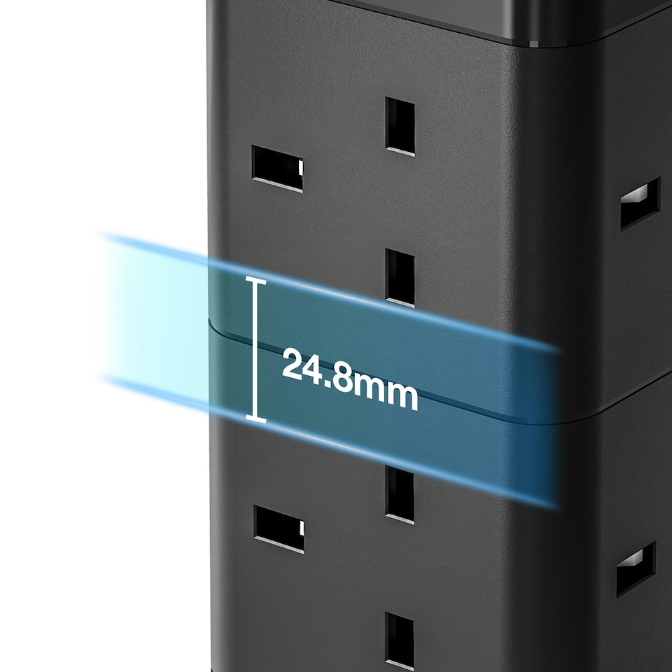 image 1 of VonHaus Tower Extension Lead with 8 Plugs and 2 USB-C Ports