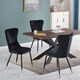image 9 of Single New York Modern Velvet Dining Chair with High Back, Black Metal Legs Black | Gold End Tips