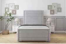 Sloomy Ashford Silver Plush Bed Frame With 50" Upholstered Headboard 2'6 Small Single