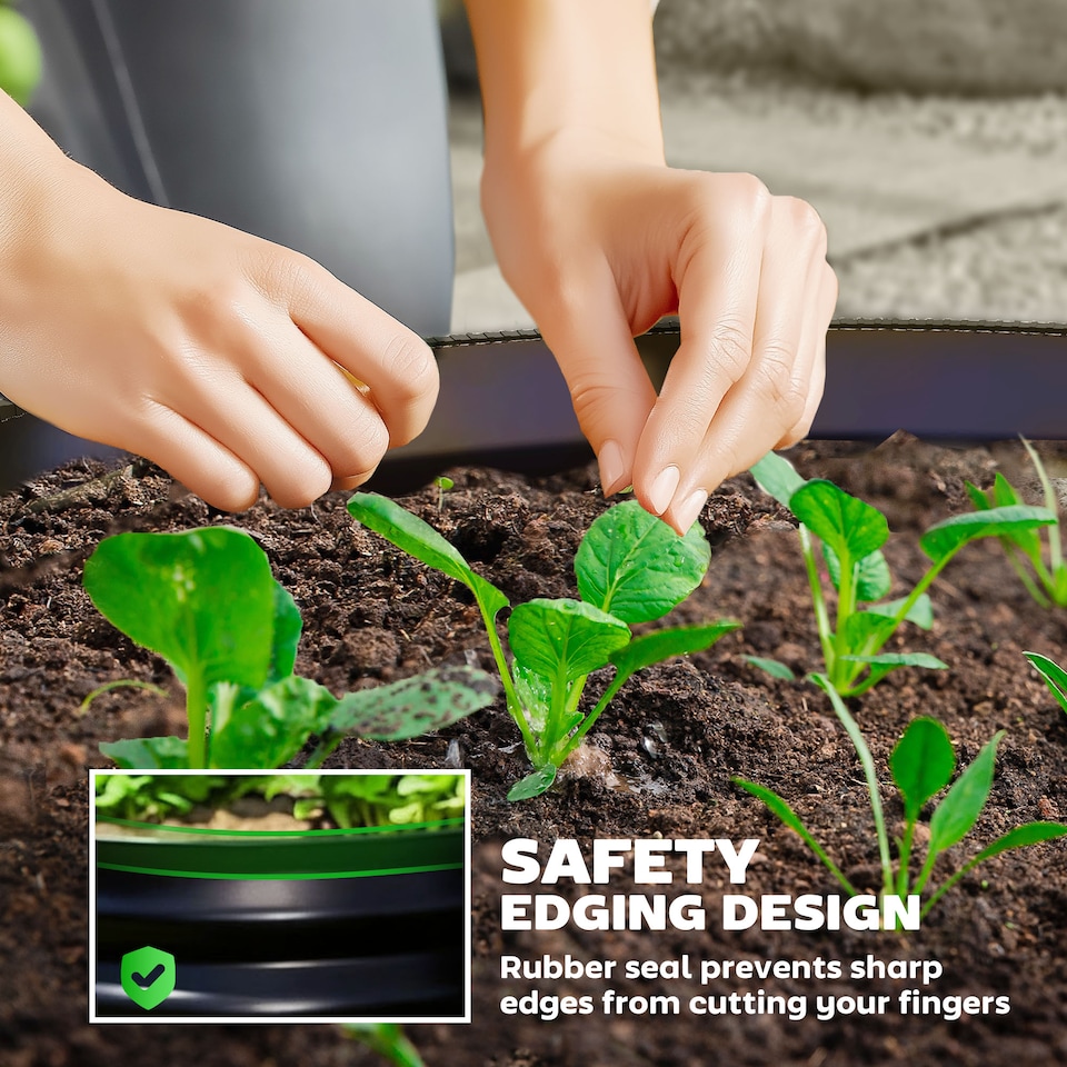 image 1 of Outsunny Set of 2 Raised Garden Bed Metal Planter Box with Safety Edging, Grey