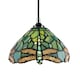 image 2 of Dragonfly Themed Emerald Stained Glass Tiffany Pendant Lighting Shade with Beads | Green | Emerald Green | 1