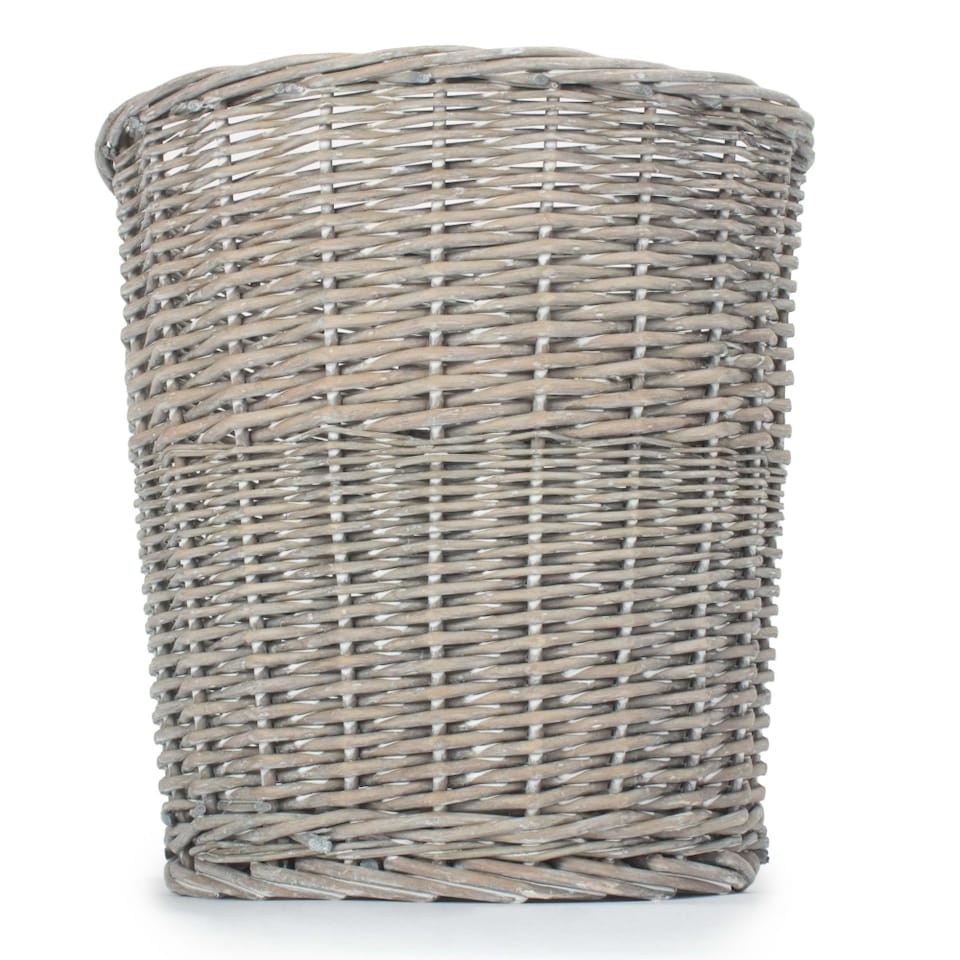 image 1 of Wicker Grey Wash Round Waste Bin | Brown | Grey Wash | One Size