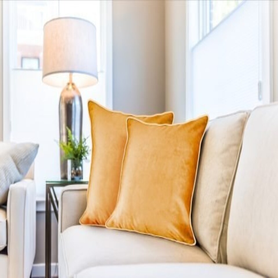 image 1 of Plush Velvet Cushion Cover 43cm x 43cm Ochre Yellow | Yellow