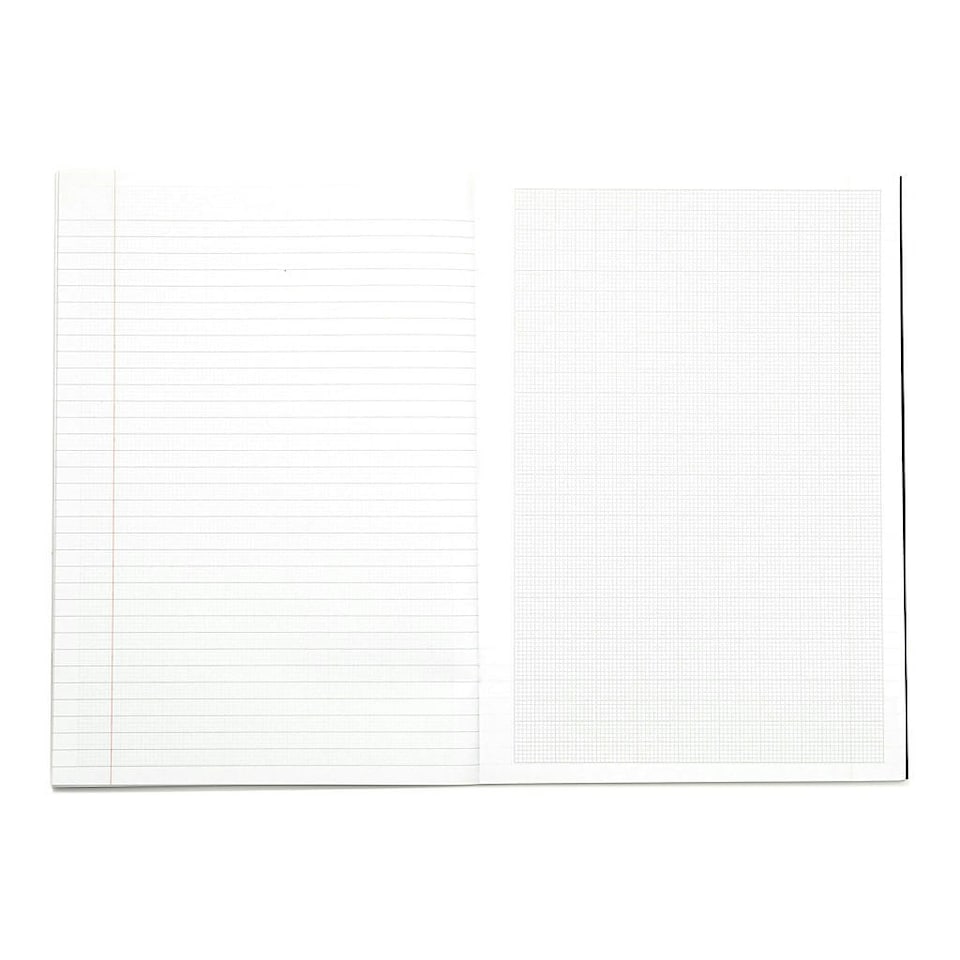 image 1 of Rhino A4 64 Page Black 8mm Lined with Margin and 20mm Graph Ruling Reverse Exercise Book