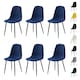 image 1 of Set of 6 Teddy Faux Fur Stitched Design Dining Chairs Blue Bella by MCC