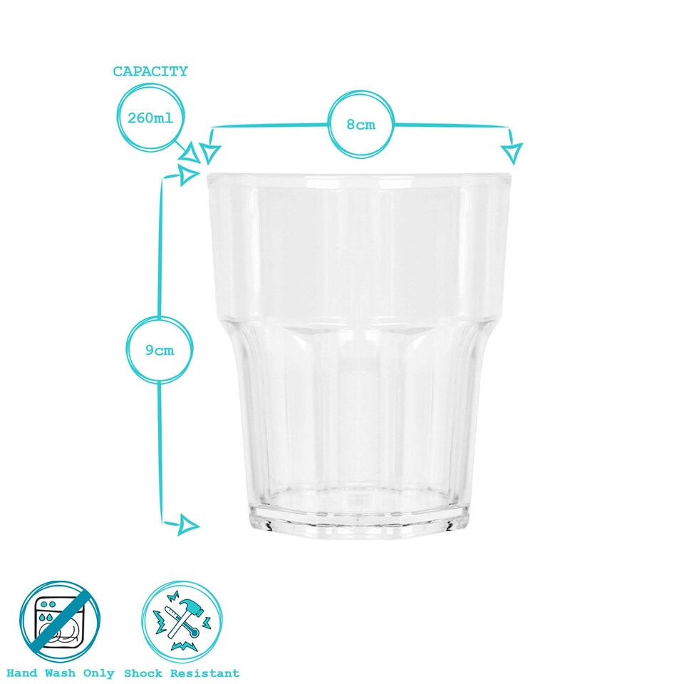 image 1 of Argon Tableware Reusable Plastic Tumblers - 260ml - Pack of 6 | Clear | Clear