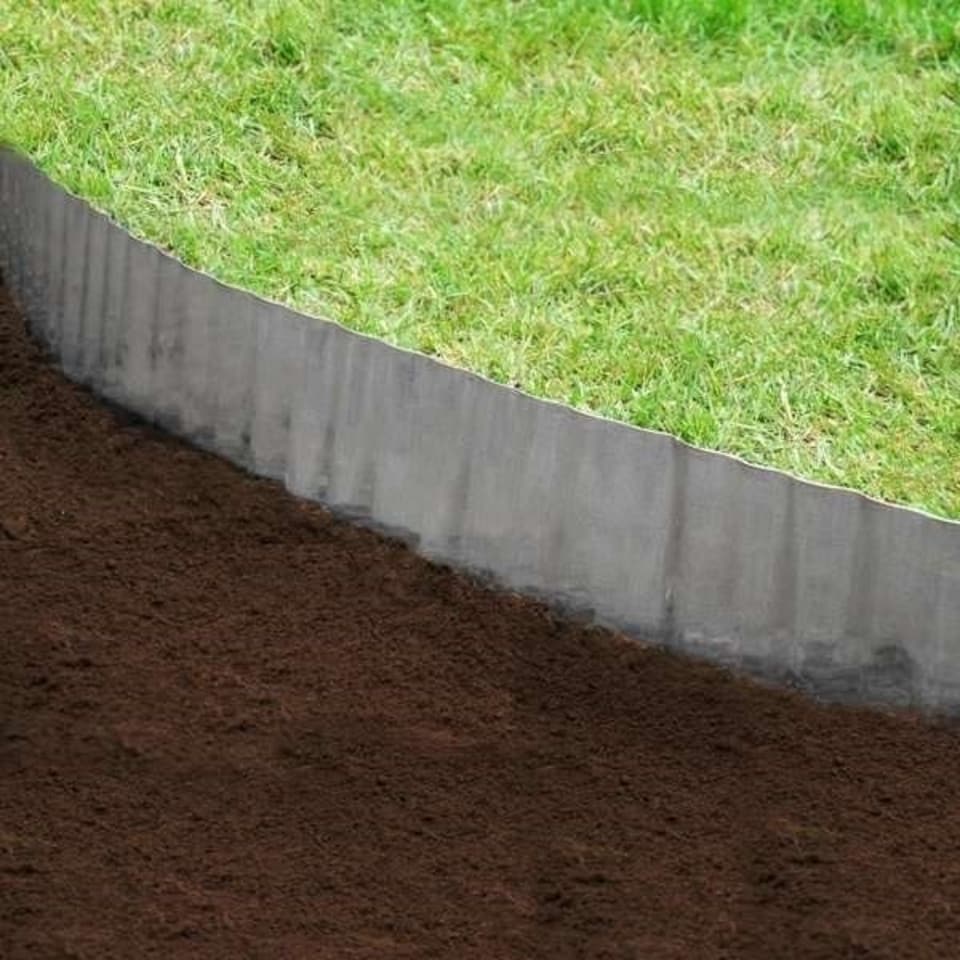 image 1 of Pack of 10 x 10m Galvanised Wavy Lawn Edging Rolls in Silver Silver