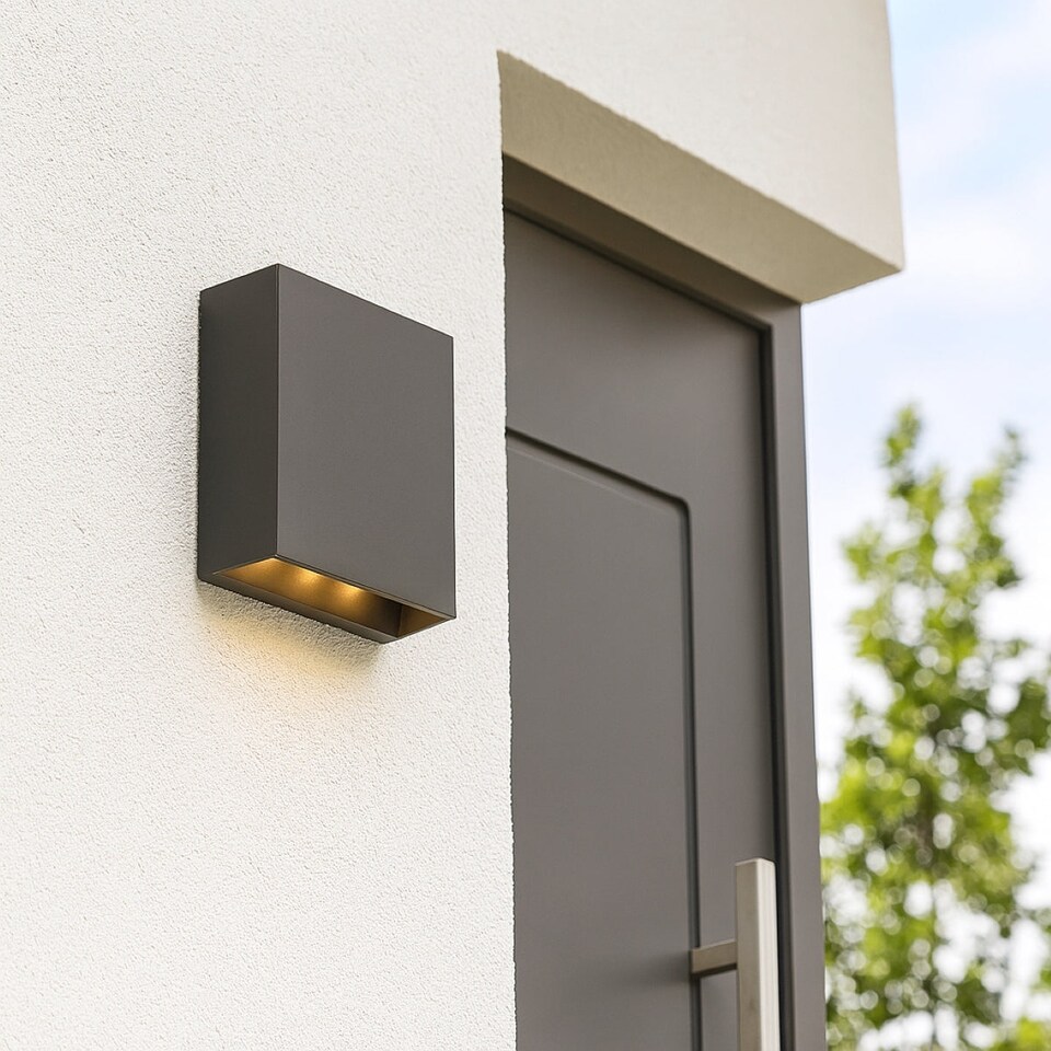 image 1 of CGC SIAN Dark Grey Rectangle Outdoor LED Wall Light | Grey | Dark Grey