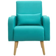 HOMCOM Upholstered Leisure Lounge Sofa, Accent Chair with Pillow, Teal
