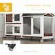image 4 of PawHut Rabbit Hutch, Bunny Cage Outdoor 2-Tier w/ Wheels & Tray, Brown