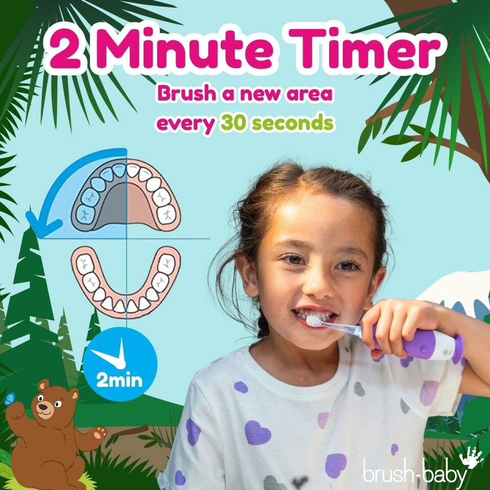 image 1 of Brush Baby WildOnes™ Bear Kids Electric Rechargeable Toothbrush