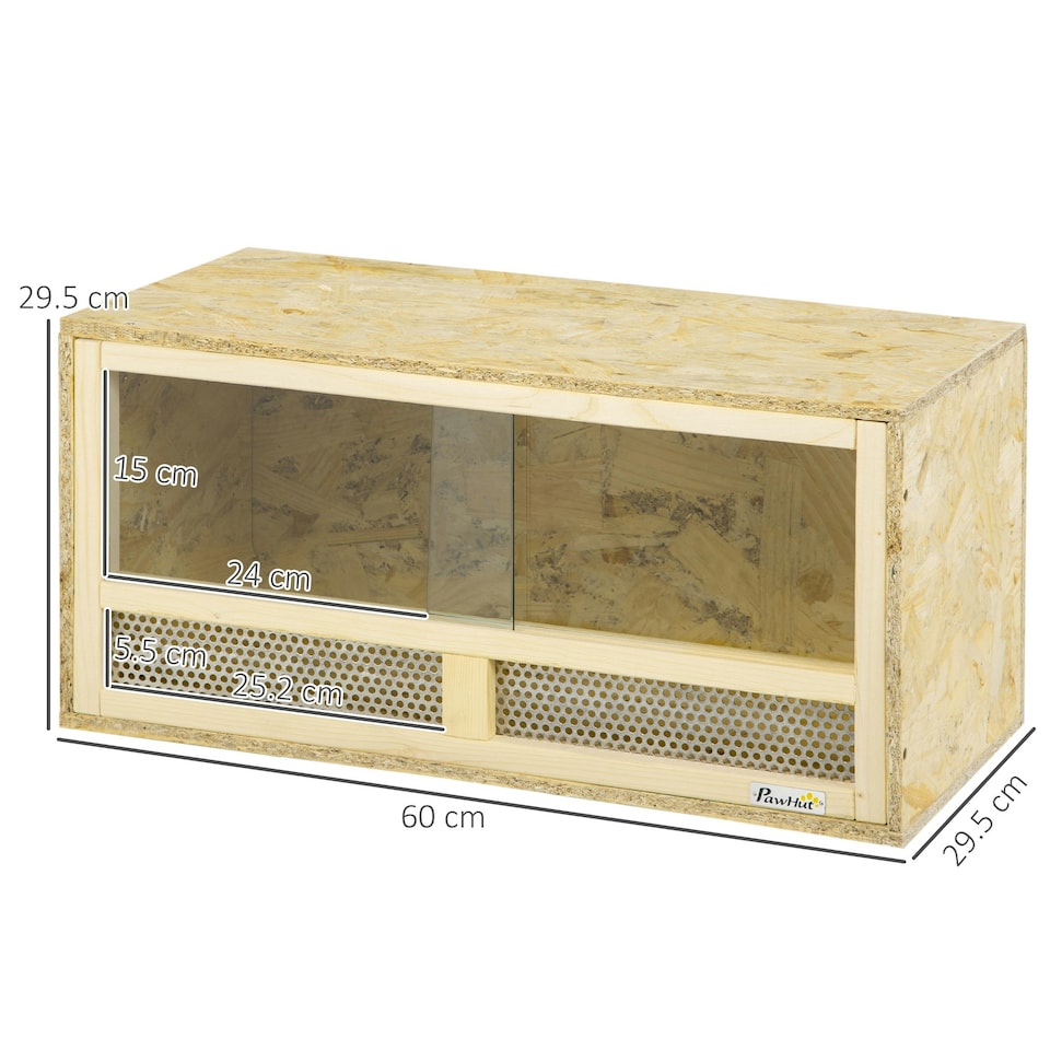 image 1 of PawHut 60cm Reptile Terrarium Vivarium w/ Glass Sliding Doors, Breathable Mesh