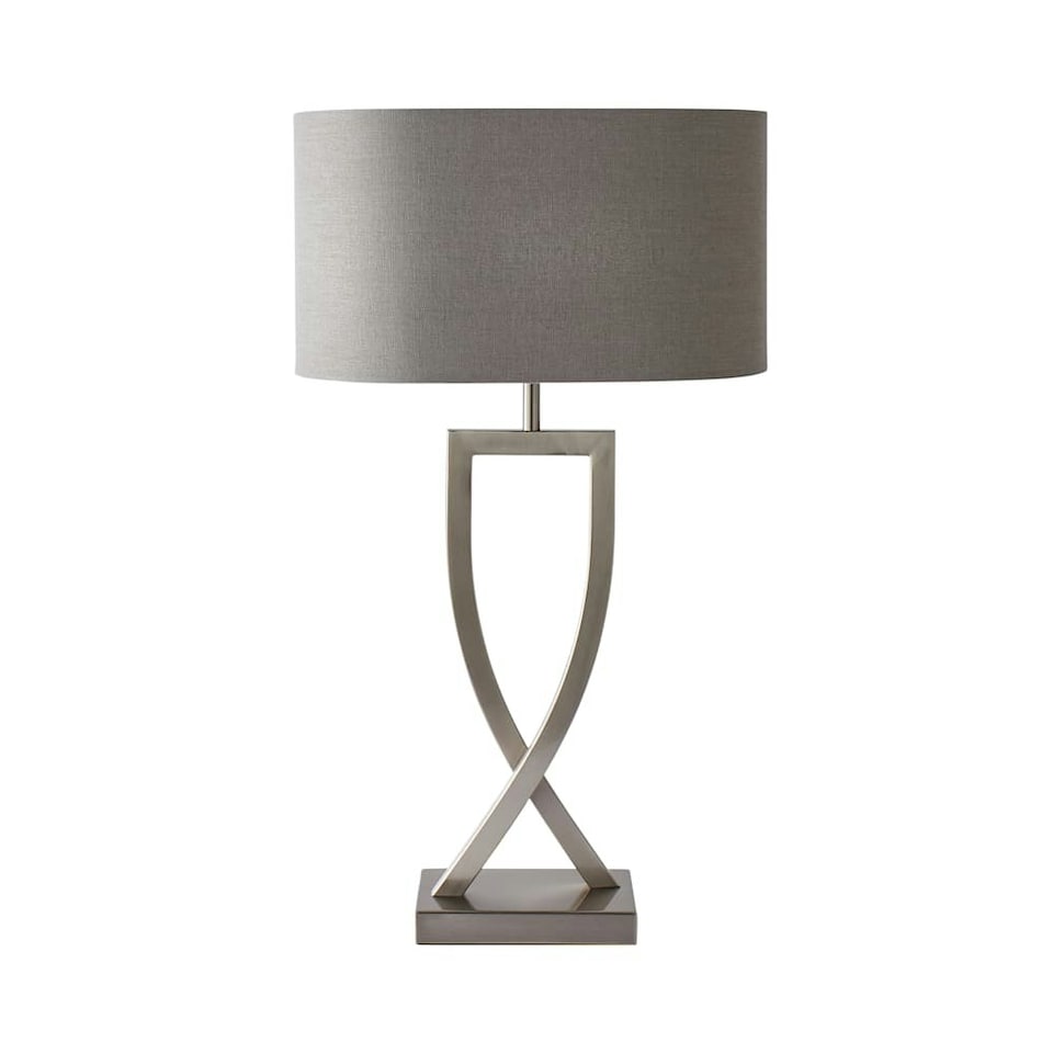 image 1 of ValueLights Katniss Brushed Chrome Table Lamp with Oval Shade Chrome | Grey
