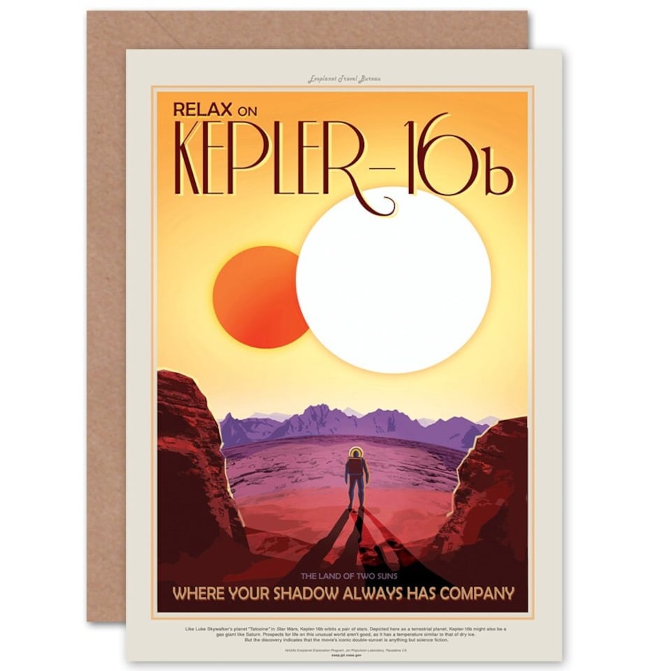 image 1 of Kepler-16B Relax Land Two Suns Space Tours NASA Card