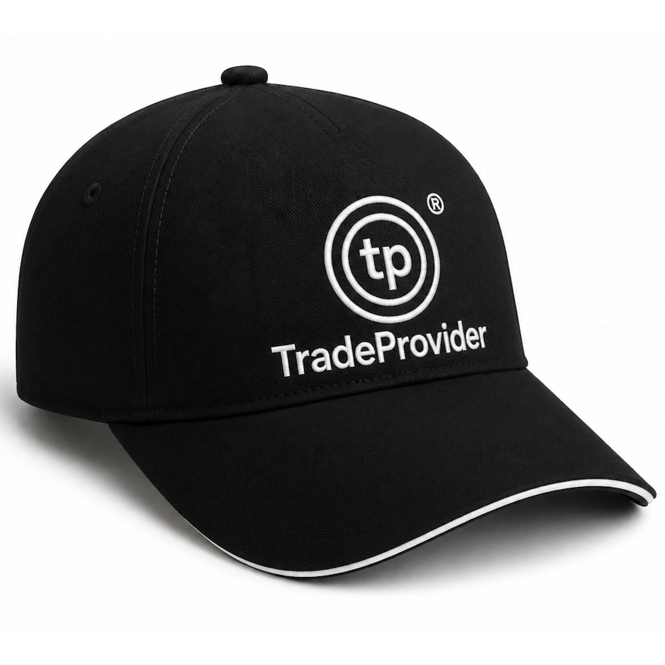 image 1 of TradeProvider Premium Adjustable Baseball Cap, Curved Peak with Contrast Pipping for Men & Women (Black)
