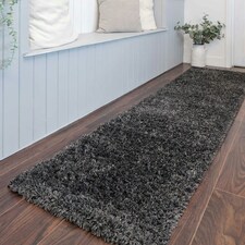 KUKOON Slate Grey Deep Pile Shaggy Hallway Runner Rug 60cm x 240cm