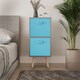 image 3 of Grey 2-Tier 2-Drawer Cube Shelving Unit with Scandinavian Legs | Blue | Sky Blue & Pine | 1