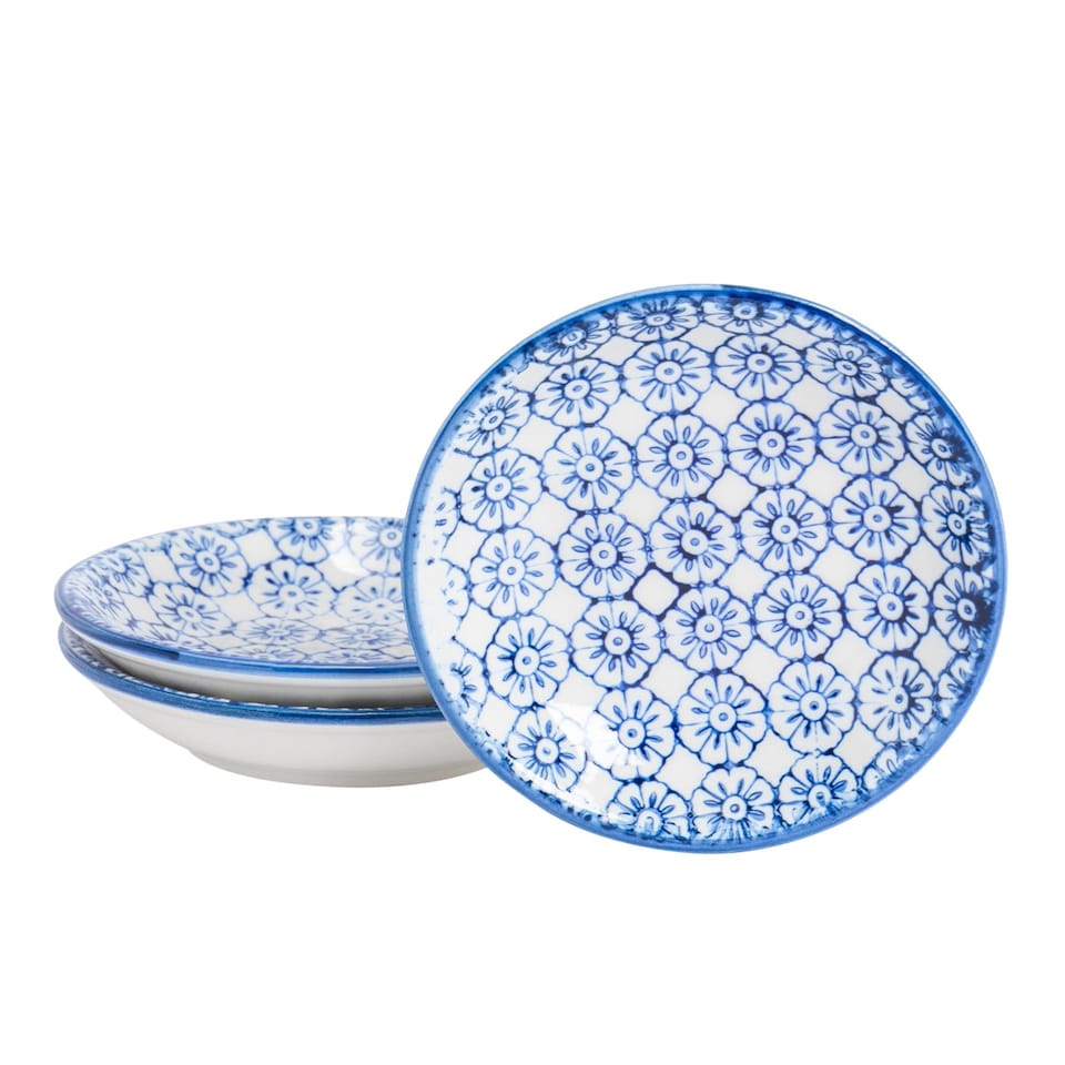 image 1 of Nicola Spring Hand-Printed Sauce Dishes - 10cm - Navy - Pack of 3 | Blue | Blue