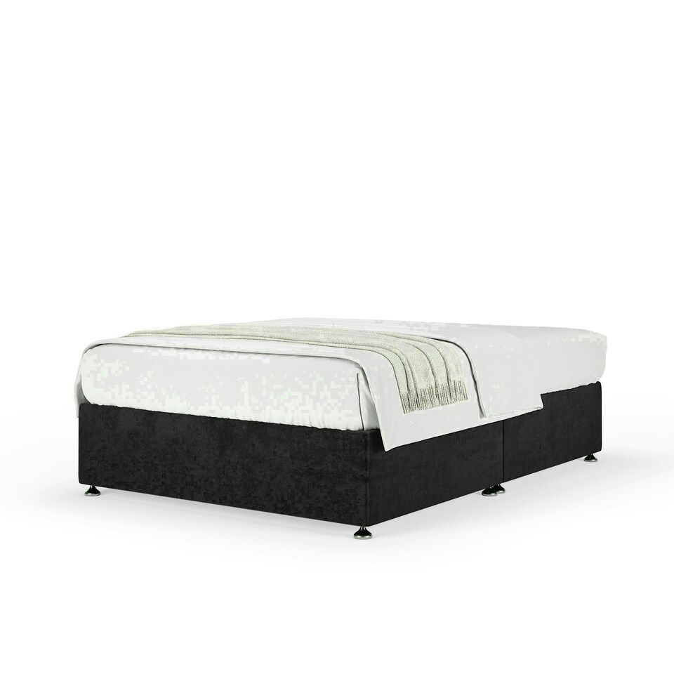 image 1 of Black Naples Velvet No Drawer Divan Base King Size