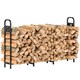 image 1 of Outsunny 6.5 FT Steel Firewood Log Rack with 300 kg Capacity, Heavy Duty Indoor Outdoor Fireplace Wood Storage Shelf, Log Holder/Stand with Extra Support Legs, Decorative Bonfire Pattern, Black