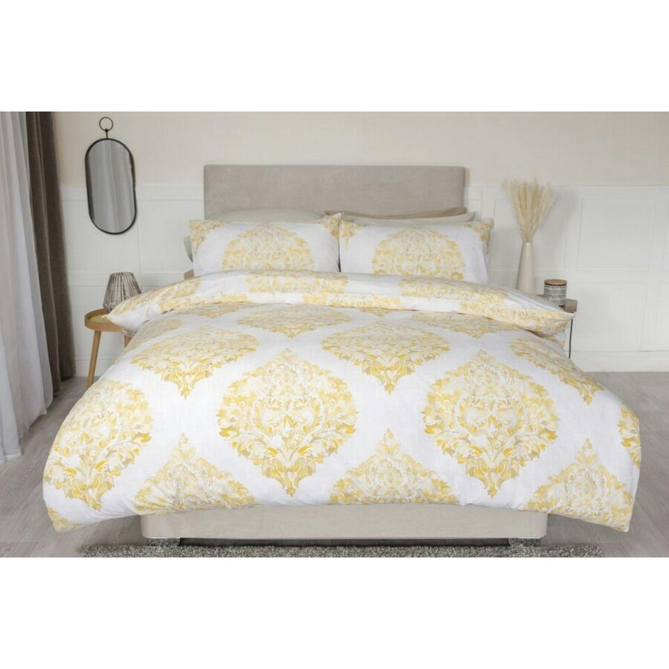 image 1 of Belledorm Persia Duvet Cover Set - White/Saffron - Single