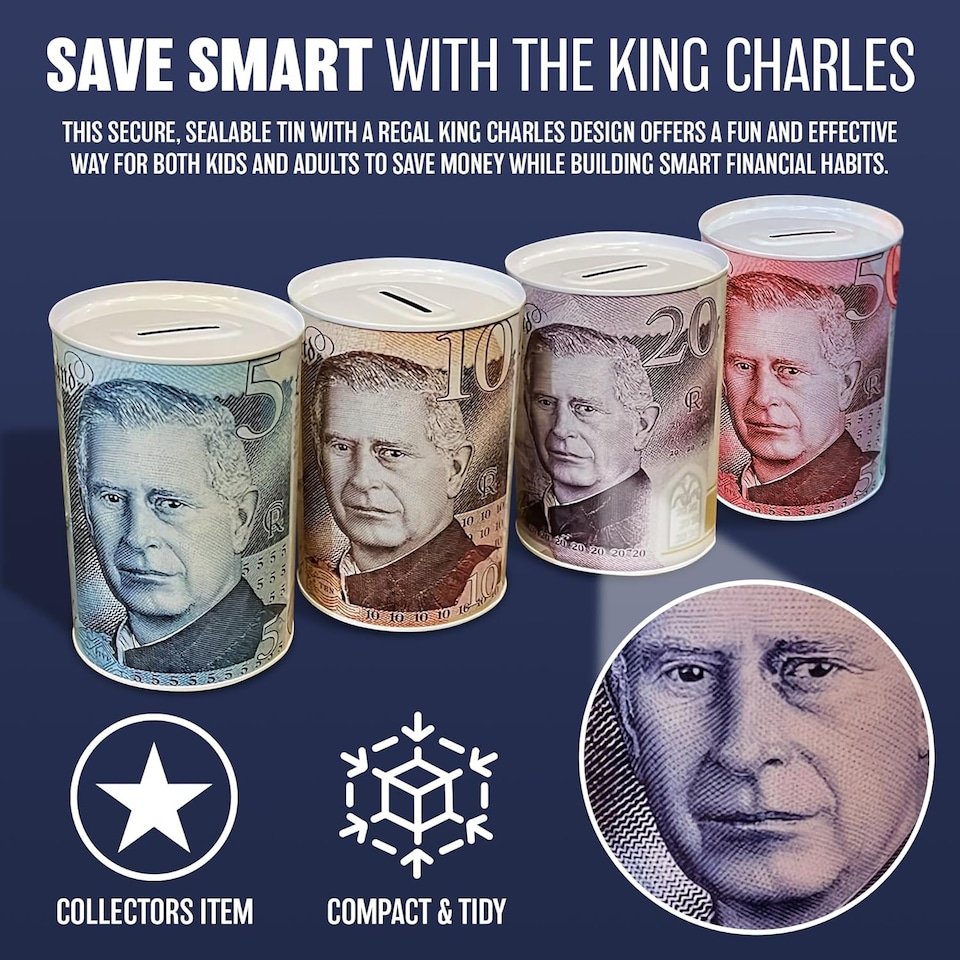 image 1 of Set Of 5 Pound Note Design Money Tin Piggy Bank Savings Coins Cash Change Storage Tins